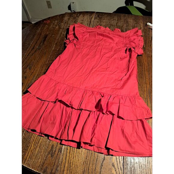 NEW Bibi Womens Small Baseball Game Day Dress Red Ruffle Sleeve Pockets - Picture 10 of 10
